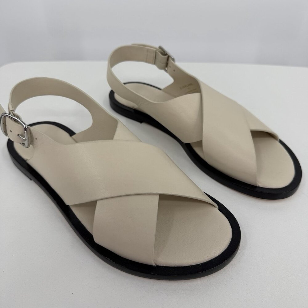 Everlane The City Crossover Sandals size 10 in Cream Leather Ankle Strap Buckle